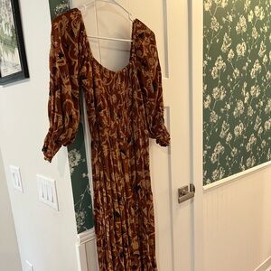 Angie Burnt Orange Floral Maxi Dress